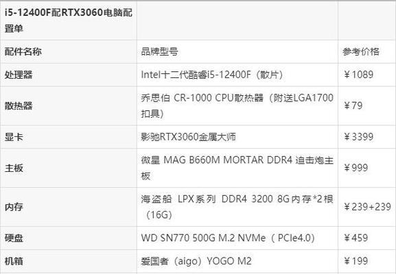 如何选择适合自己的电脑主机配置清单？（探索最佳性能与价值的关键指南）